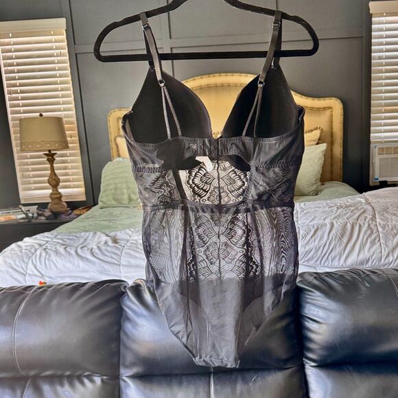 Auden Black Lace Sheer Mesh Bodysuit Teddy Lingerie One-Piece Women’s XL - Picture 2 of 6